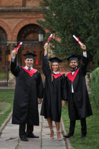 international graduates from celebrating diplomas in graduation